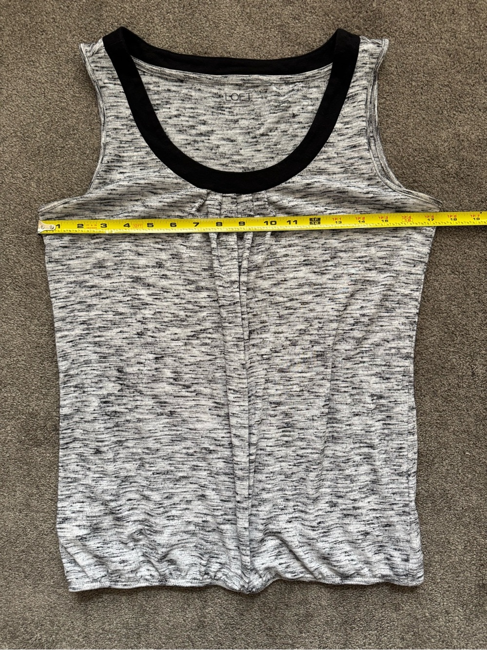 LOFT Outlet Black-Trim Gray Space Dye Sleeveless Tank Top - Picture 6 of 7